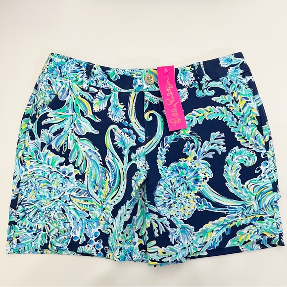 Lilly Pulitzer Pants - Lilly Pulitzer Jayne Knit Shorts High Tide Navy Scuba Doo 4 New
